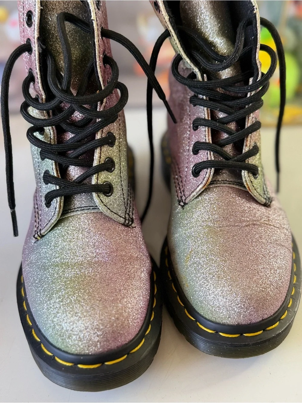 Dr. Martens Iridescent Glitter Lace-Up Ankle Boots